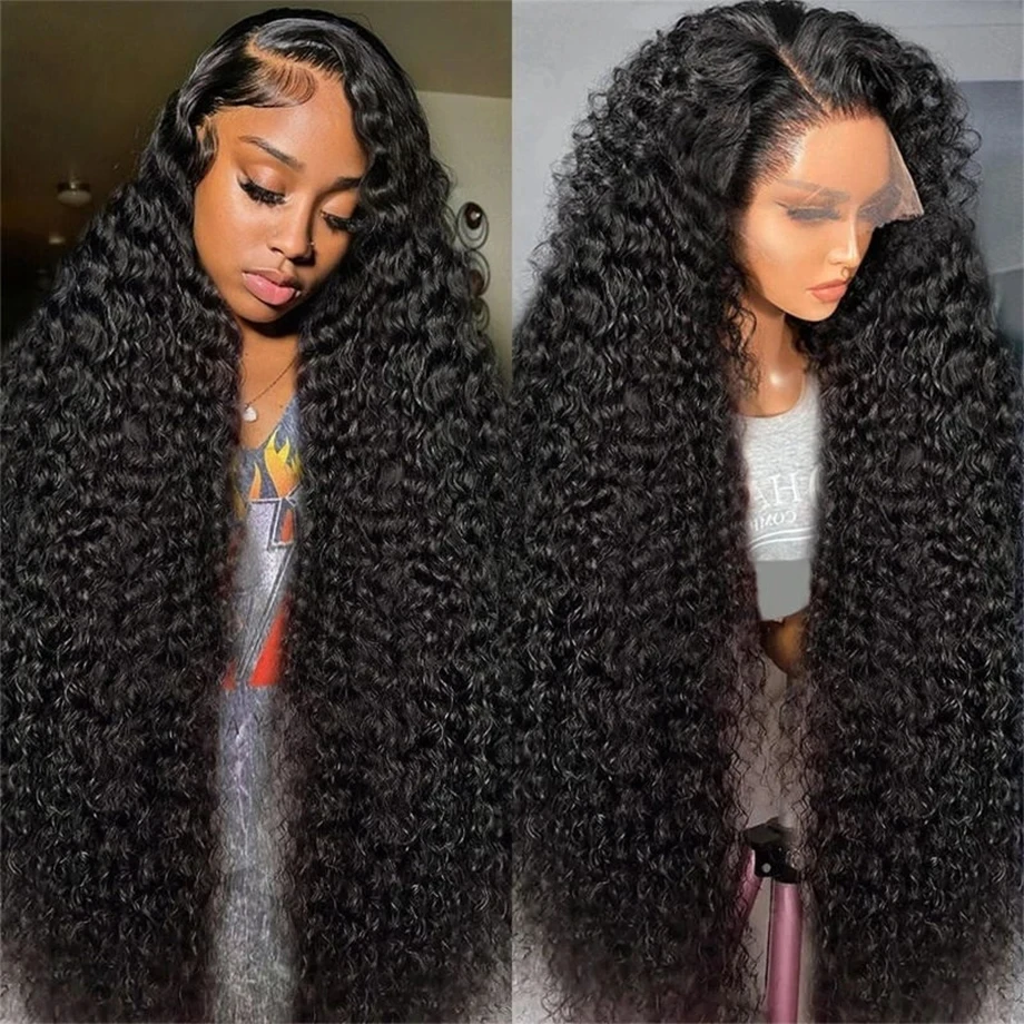 30 38 Inch 200 Density Deep Wave 13x4 Transparent Lace Front Wig Human Hair Brazilian Curly 13x6 HD Lace Frontal Wigs For Women