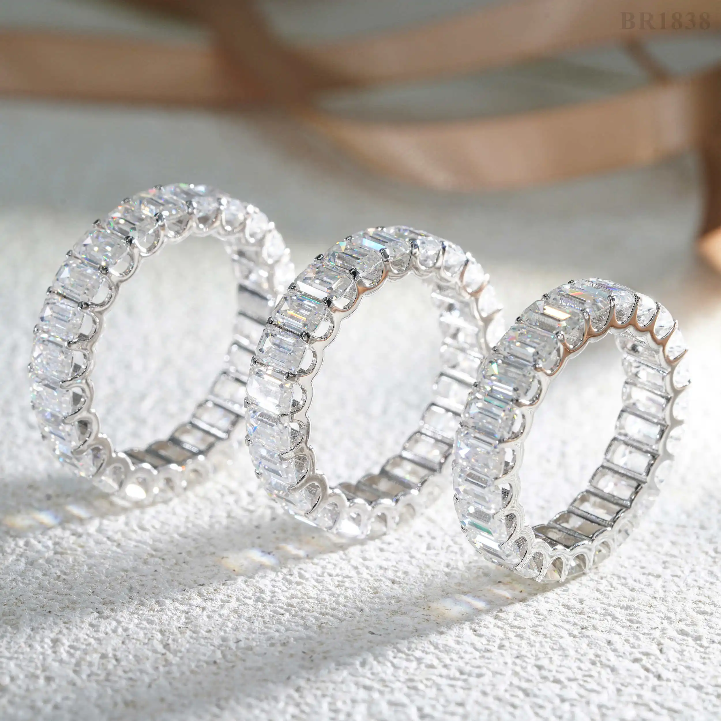 4*6mm/0.8Carat S925 Silver Ring VVS Lab Grown Emerald Cut Moissanite Stone Fashion Rings Jewelry