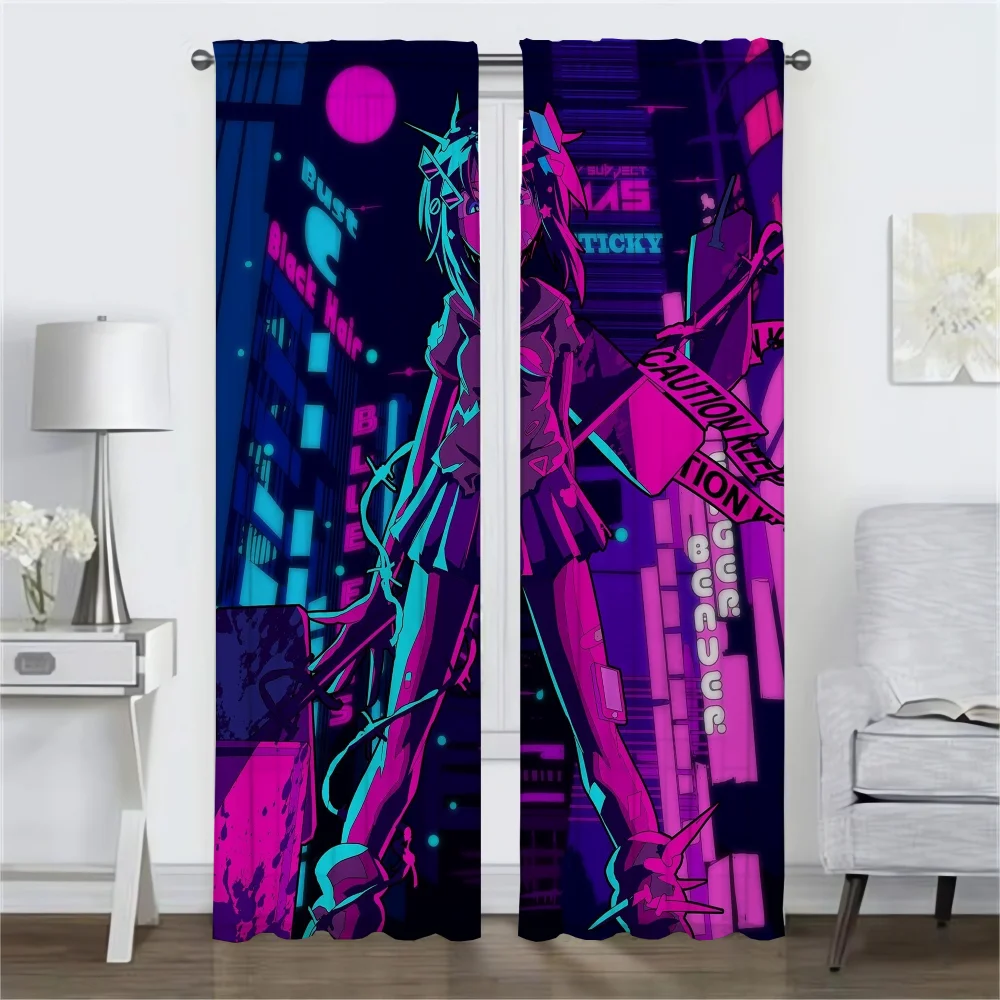 Vaporwave Cybernetic Art Tulle for Bedroom Anti-mosquito Curtains for Camera Home Interior Curtains 2 Pieces Shades Partition