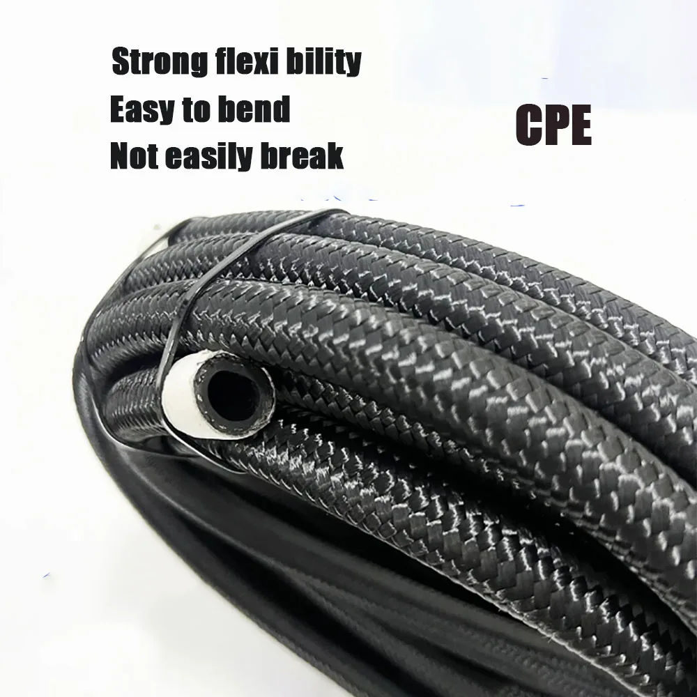 خرطوم الوقود العام، خرطوم تبريد الهواء الزيتي، سلك أسود من النايلون المقاوم للصدأ مضفر داخلي CPE المطاط AN4 AN6 AN8 AN10 AN12 AN16 AN2