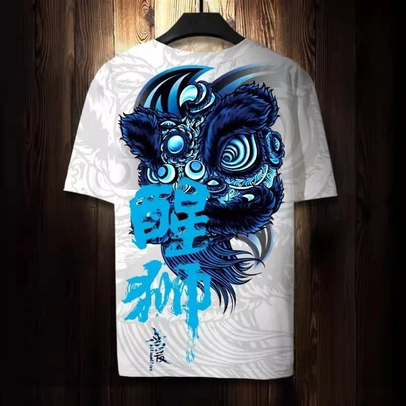 

New Year Pattern T Shirt For Men Women Chinese Lion Dance 3D Printed Tees Casual Street O-Neck Tops Short Sleeve Loose T-Shirts