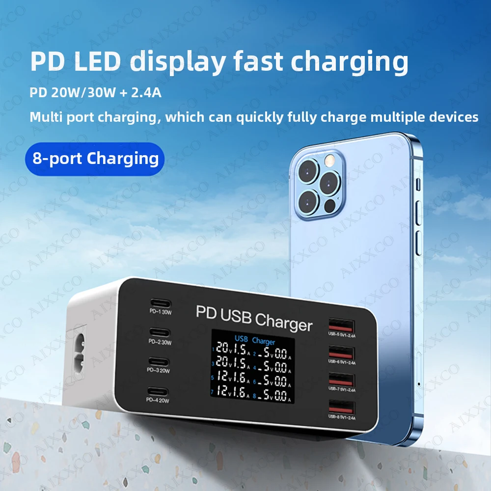 65W PD Charger Fast Charger For Laptop Tablet iPhone 15 14 Type C Charger With 2.4A USB Phone Charger