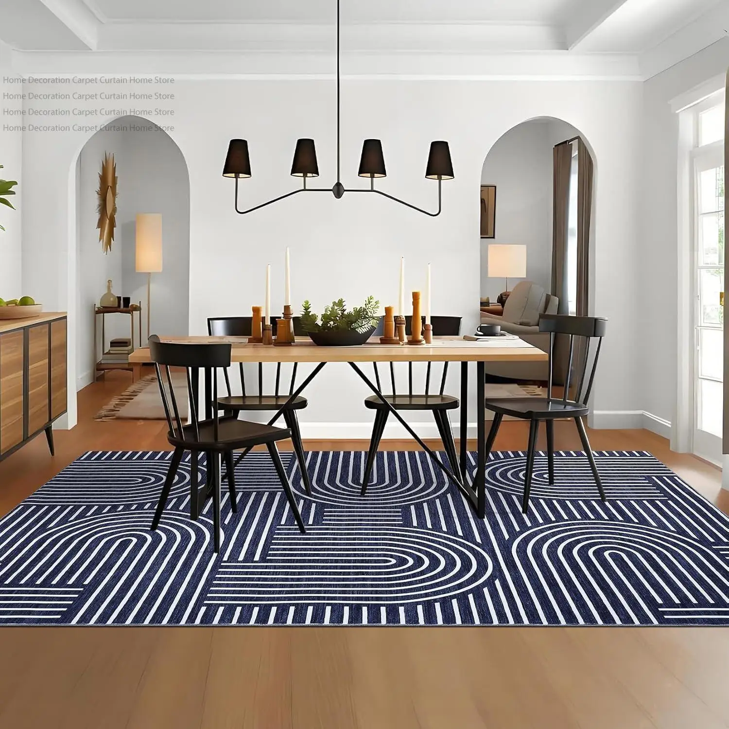 Modern Minimal Wavy Geometric Striped Carpet Living Room Coffee Large Rug Soft Lint Free Non-slip Washable Bedroom Lounge Mat