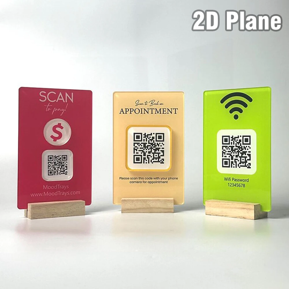 Modern Acrylic QR Code Signboard Custom Acrylic Display Sign Custom Business Logo Signs Reception Office Desktop Decor Standee