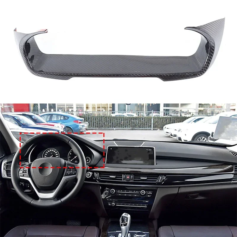 For BMW X5 F15 2014-2018 Real Carbon Fiber Car Instrument Panel Display Decorative Frame Sticker Car Interior Accessories 1Pcs