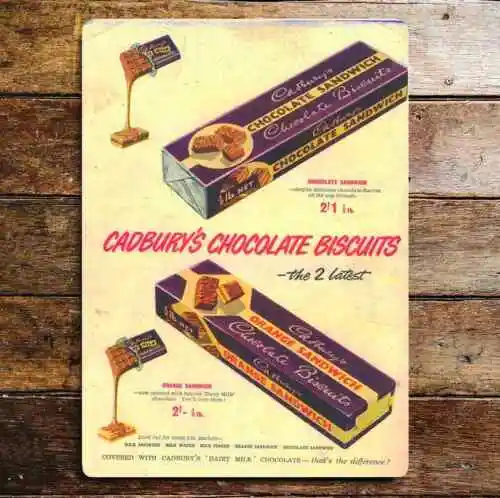Cadbury's Chocolate galletas letrero de Metal