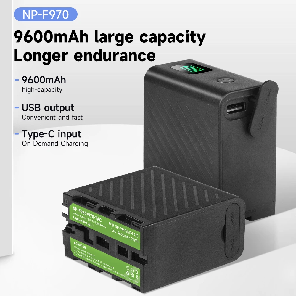 NP-F970 NP F980 بطارية 9600mAh NPF960 NP F970 بطارية مع مخرج شحن USB لسوني PLM-100 CCD-TRV35 MVC-FD91 MC1500C NPF750