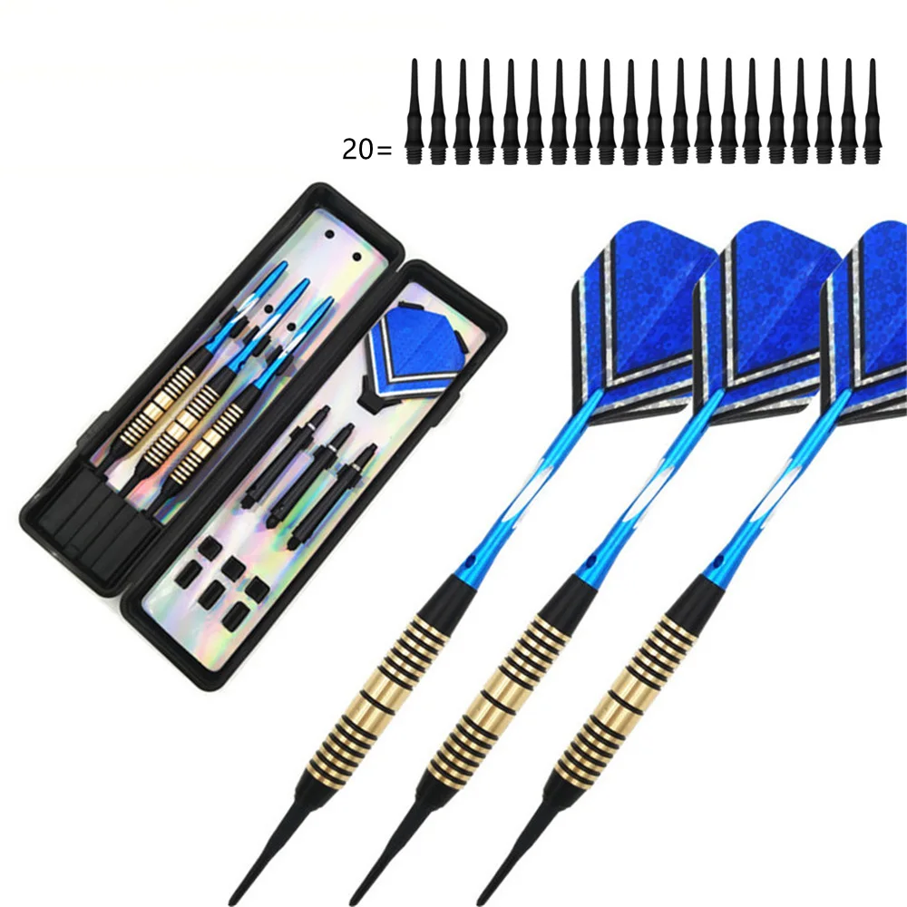 

18g 3pcs Brass Soft Dart Set Colorful Electronic Dart Needle with Protector Aluminum Rod Dart Keel Exquisite Gift Box Set