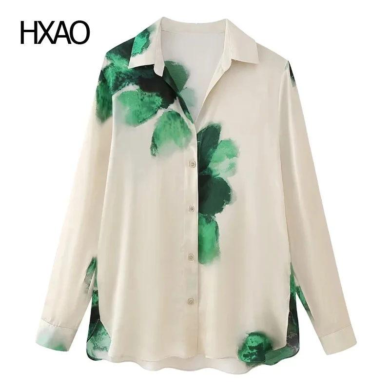 

HXAO Women's Blouse Vintage Shirt Print Shirt Female Floral Blouse Summer Tops Elegant Blouses Long Sleeve Shirt for Women 2024