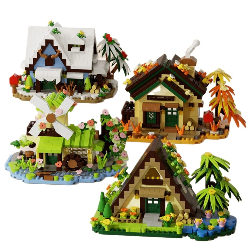 New product tree house forest small building street view assembled building blocks fun DIY game desktop decoration model