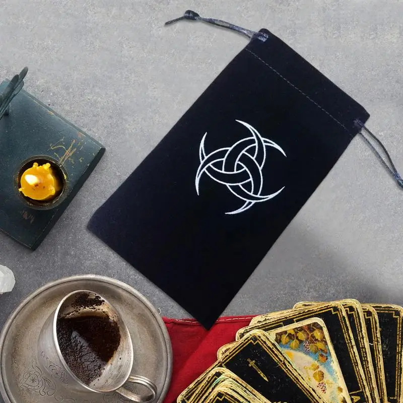 Tarot Card Pouch Multiuse Drawstring Board Game Card Holder Bag Witch Divination Board Game Cards Tarot Jewelry Dice Storage Bag