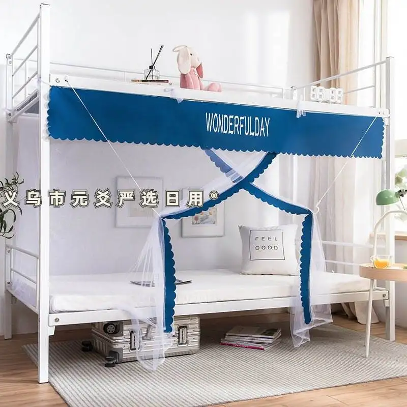 thickened-zipper-mosquito-net-for-dormitory-universal-upper-bed-lazy-person's-mosquito-net-with-mesh-curtain-air-filtering