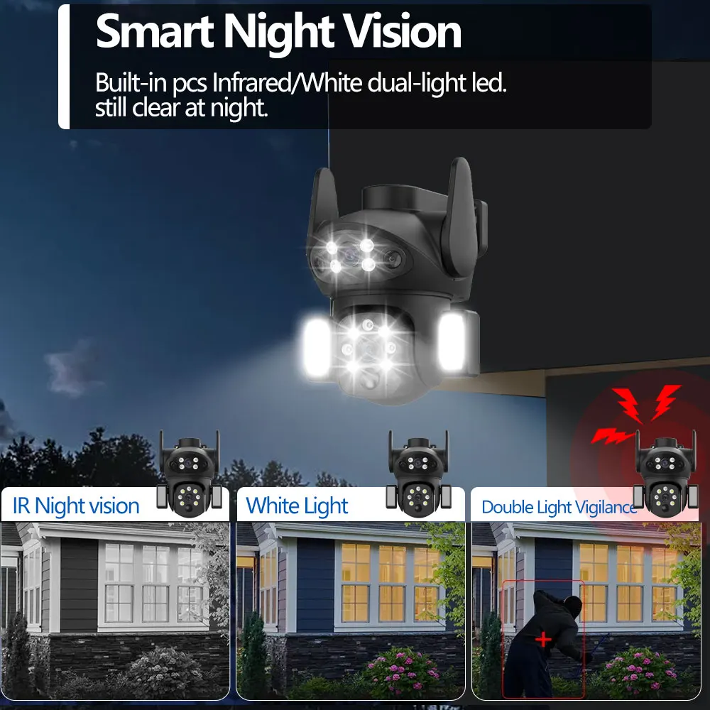 4G Solar 8MP 4K Camera Dual Lens Outdoor Low Power Battery Orchard Farm Jungle Home CCTV Security Protection Camera V380 Pro