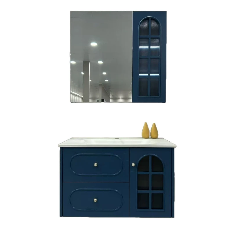 

Light luxury French style smart bathroom cabinet toilet rock slab hot bending basin countertop bathroom cabinet combination