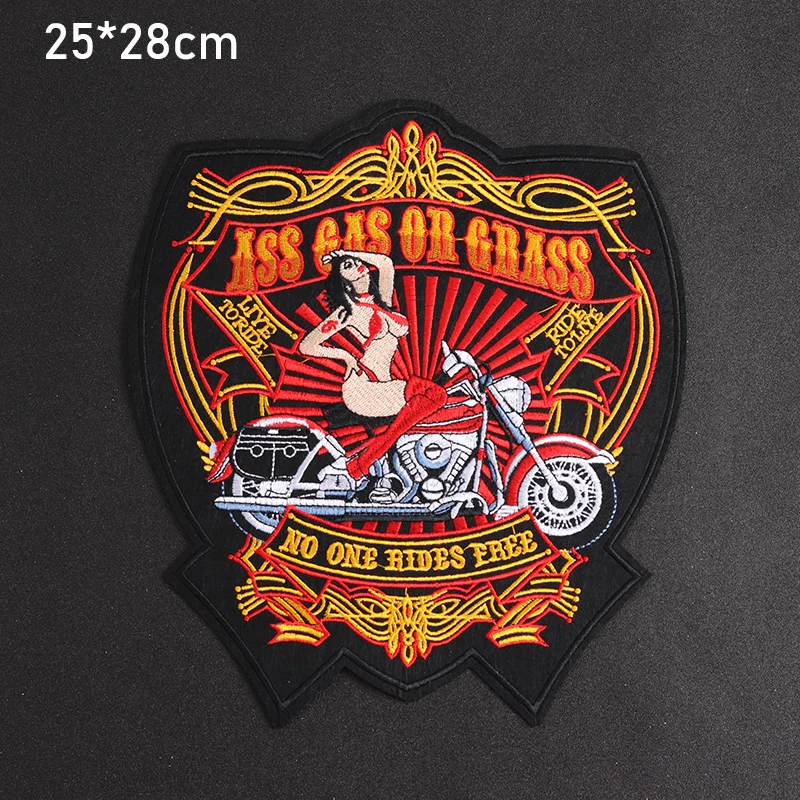 Patch per moto Punk dimensioni: 25x28cm ferro su panno Applique ricamata cucito giacca da motociclista Punk abbigliamento accessori per abbigliamento