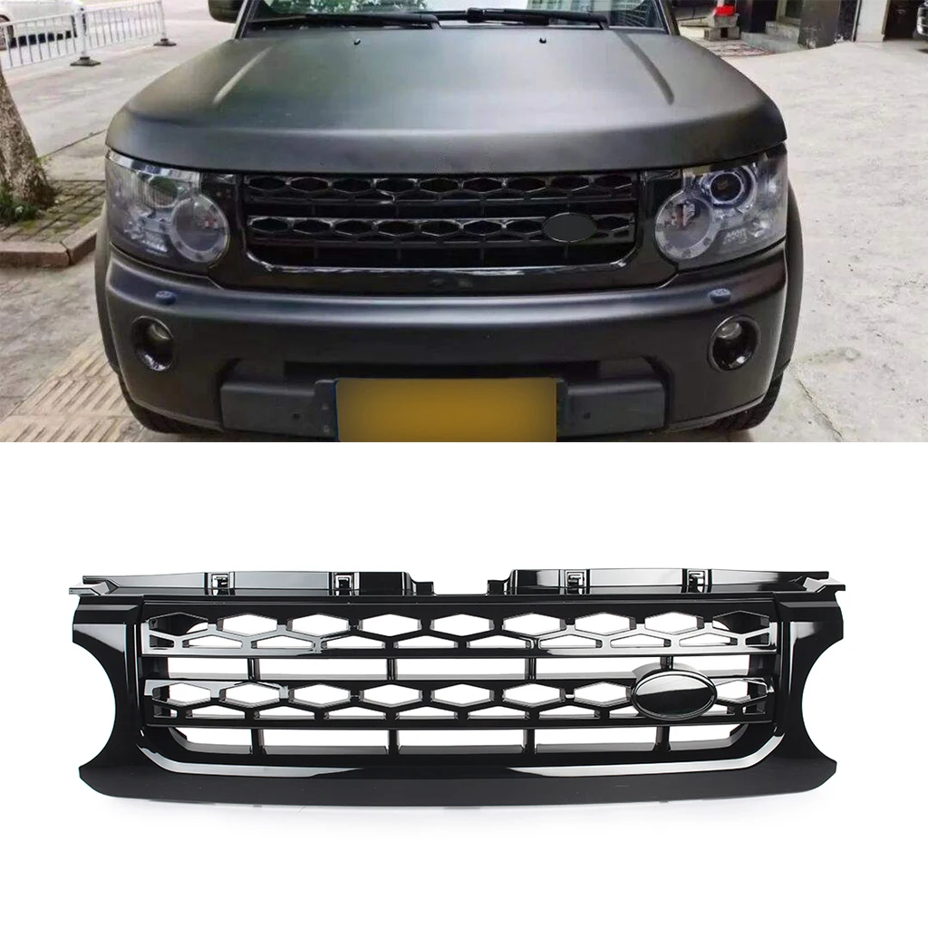 1Pcs Black ABS Car Front Upper Raditor Grille For Land Rover Discovery 4 LR4 2010 2011 2012 2013 L319 w/ Emblem