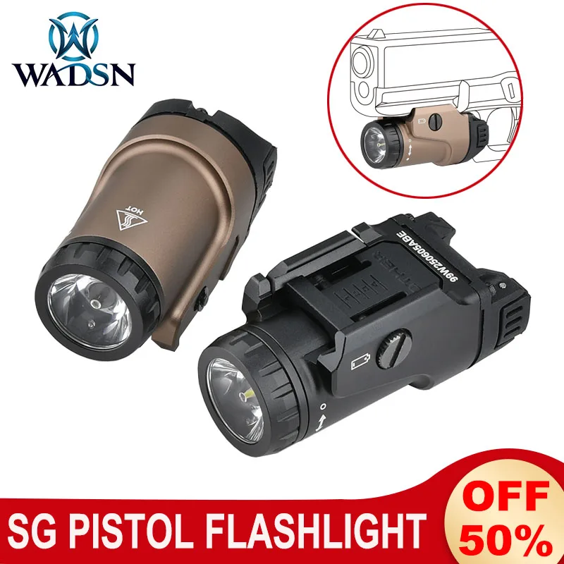 

WADSN SG Pistol Flashlight Tactical Metal Mini Strobe Light For M1913 Hunting Airsoft Hunting Gear LED Lamp X300 X400 XC1 XC2