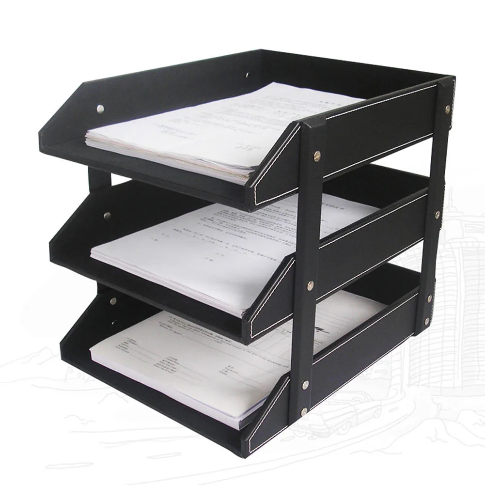 Home Interior Decorations Office Furniture Wood Shelf Magazine Display Rack PU Leather Floor Newspaper Racks