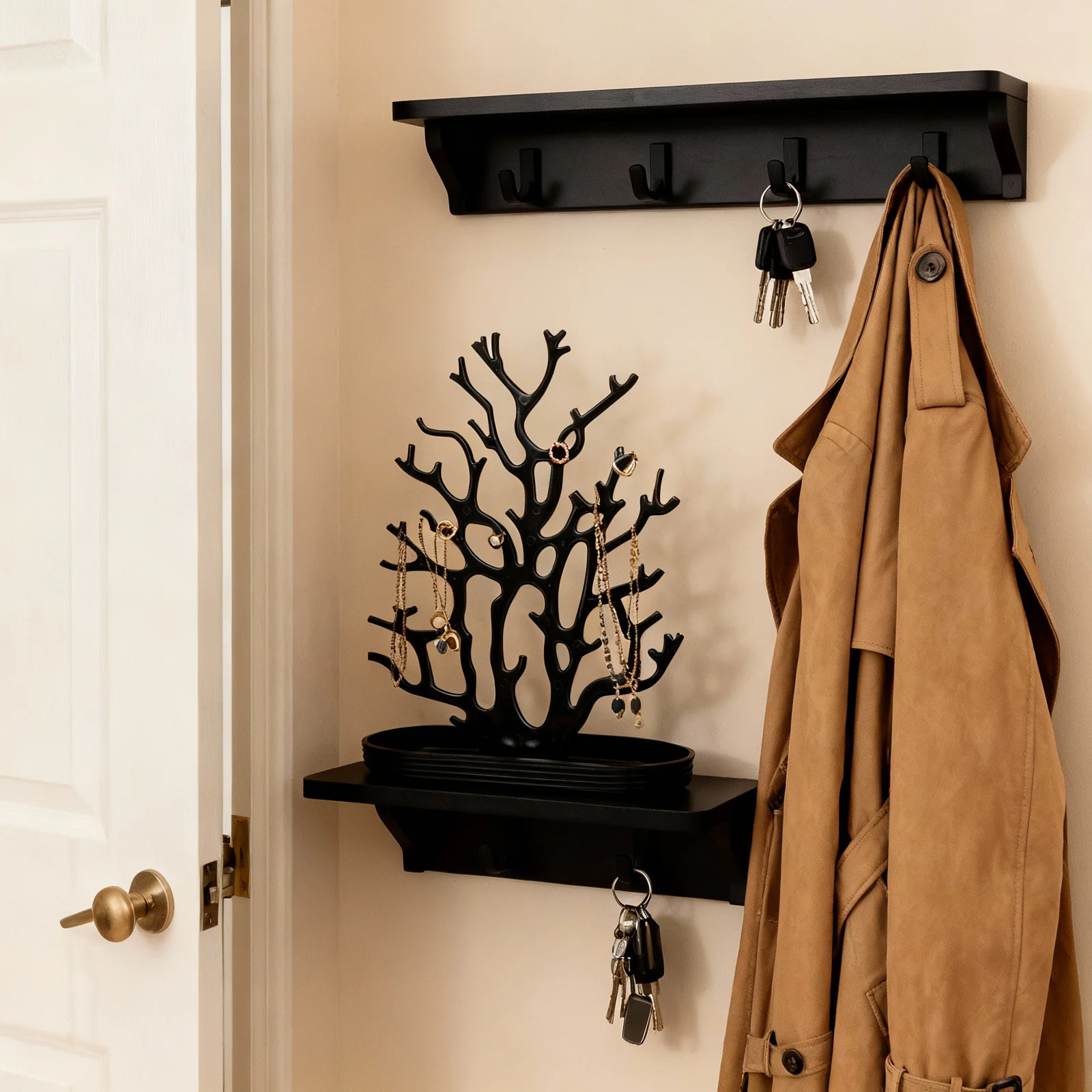 

Коралловая форма, черная пластиковая подставка для ювелирных изделий, держатель-органайзер для колец, серег, ожерелий, настольный подарок