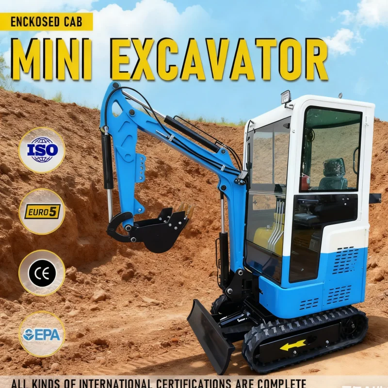 حفارة صغيرة مدمجة مخصصة 1.5 طن - محرك كوبوتا قابل للتخصيص حفار صغير للاستخدام في المنزل/الحديقة ذات المساحة الضيقة