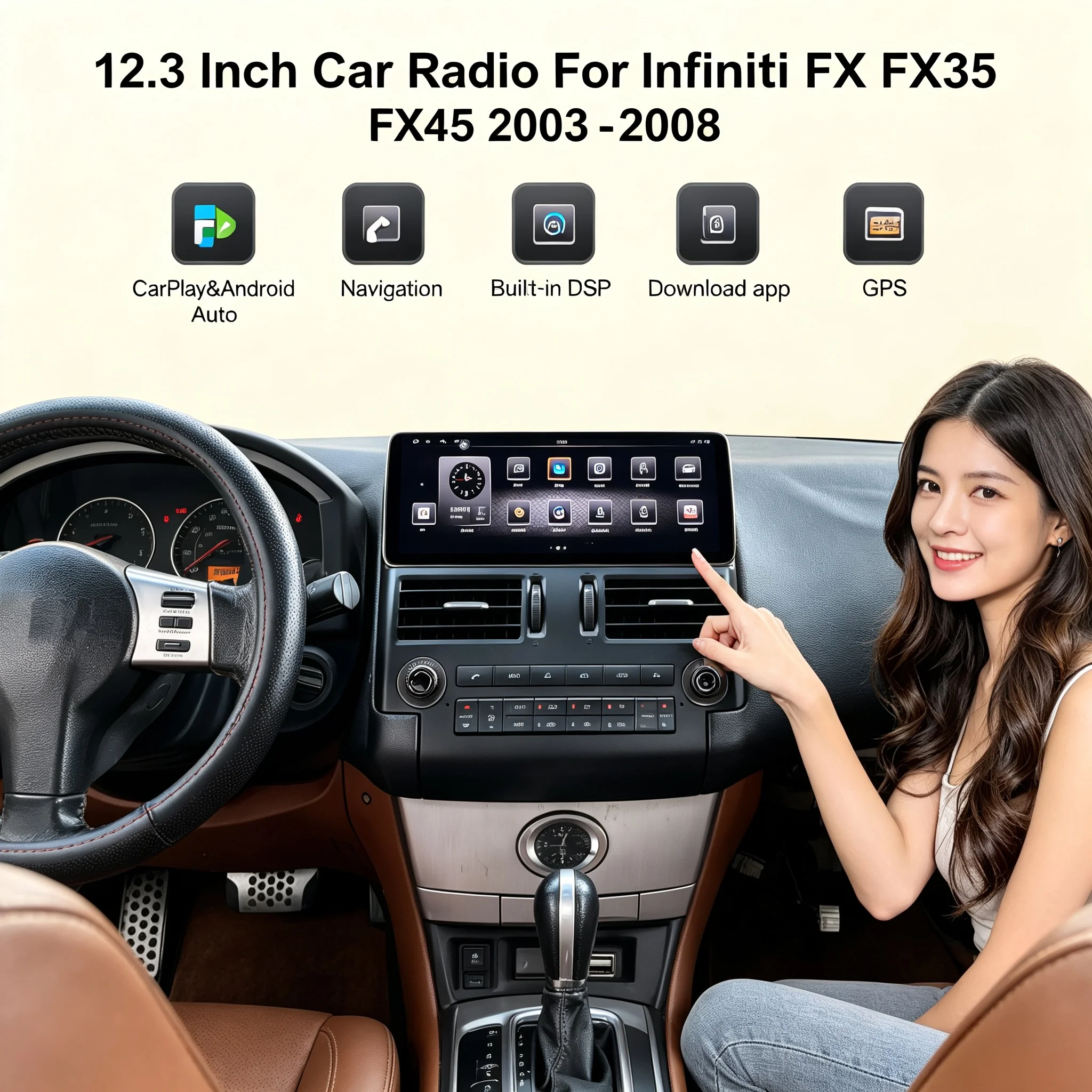 12.3inch Android Car Radio Multimedia Video Player For Infiniti FX35 FX45 2007 2008 Stereo Auto Wireless Carplay GPS Navigation