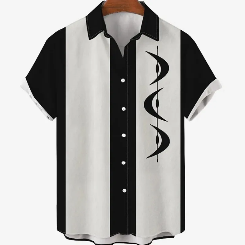 Blusa elegante a rayas para hombre, ropa con estampado a Color, bata de fútbol de manga corta, gemelos sociales informales, camisas de moda de gran