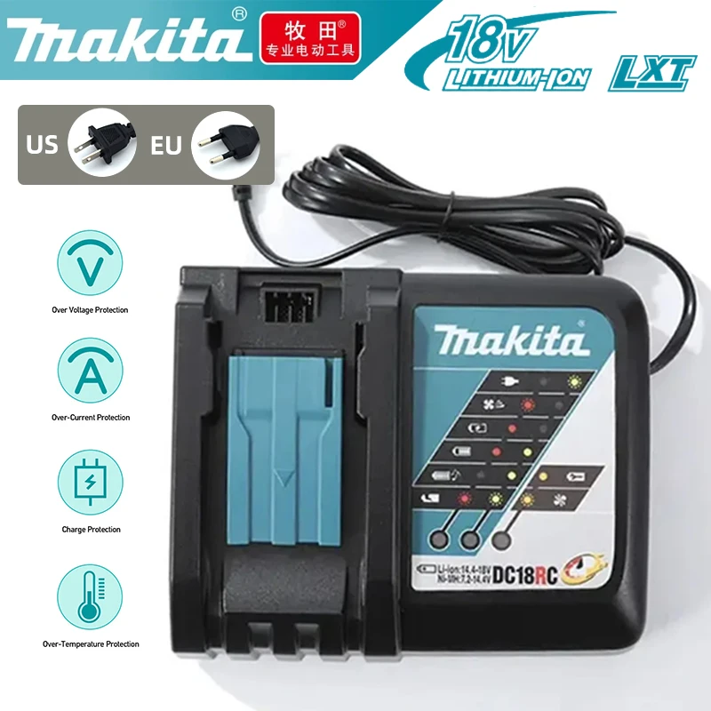 100% Original Makita 18V3A Charger with Rechargeable Battery, Makita BL1830 BL1830B BL1840 BL1840 BL1850 BL1850B Fast Charging