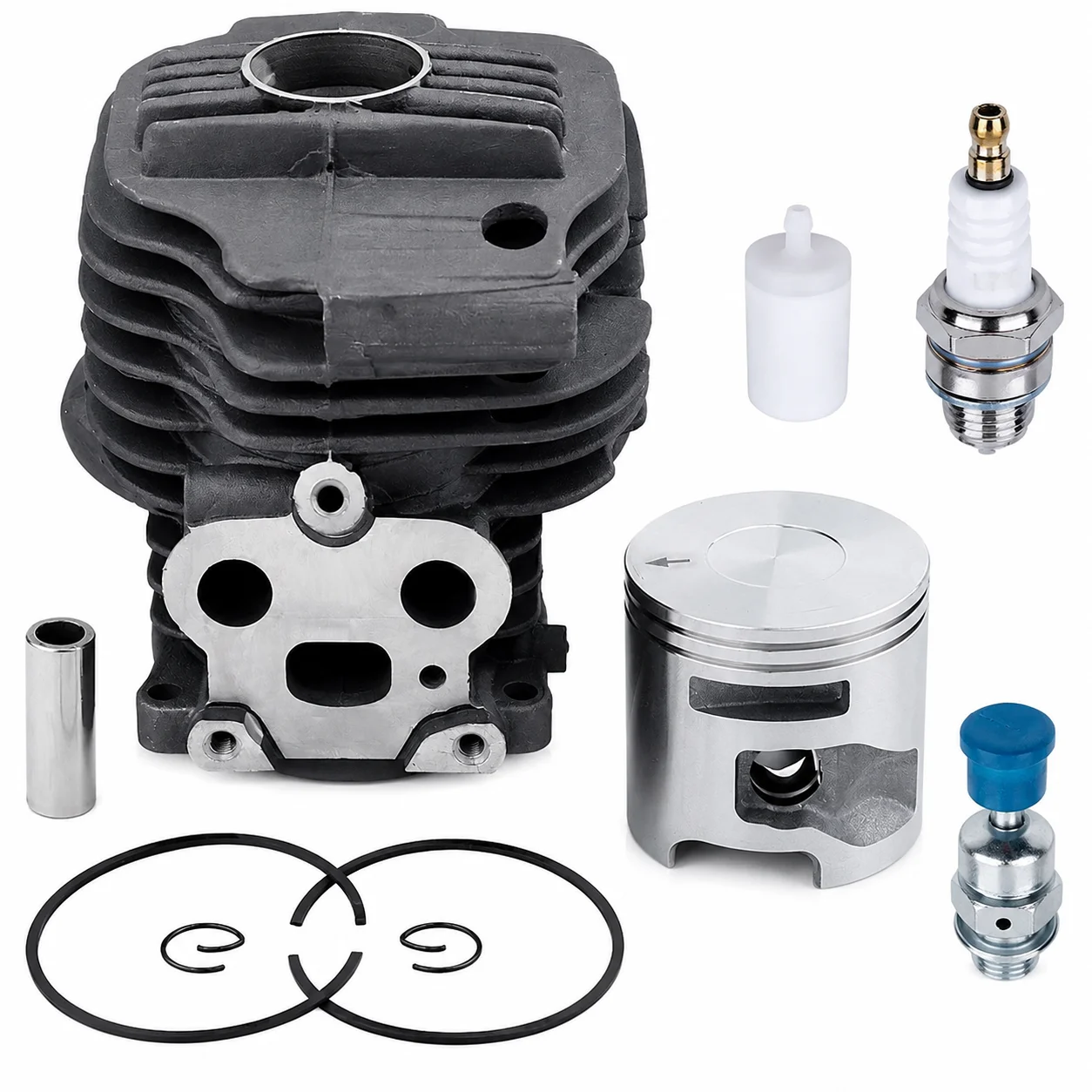 Chainsaw Cylinder Piston Kit with Spark Plug Fuel Filter Pressure Relief Valve for Husqvarna K760 K750 Cut-Off Saw Replacement