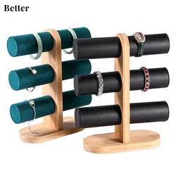 Three-Layer Wood Display Rack Bracelet Display Stand Women Luxury Jewelry Display Rack