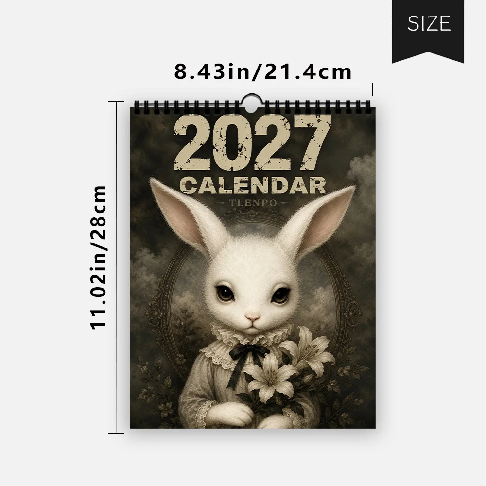 1pc 2027 Vintage Victorian Rabbit Wall Calendar,12‑Month Planner,Gift For ,Christmas,Halloween,New Year,Free Stickers Included