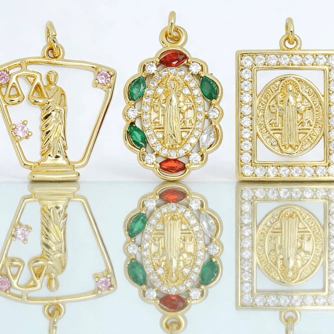 

3Pcs Pendants Copper Gold Plated Religious Holy Spirit Charms for DIY Jewelry Necklace Bracelet Hollow Accessories Daily Wear