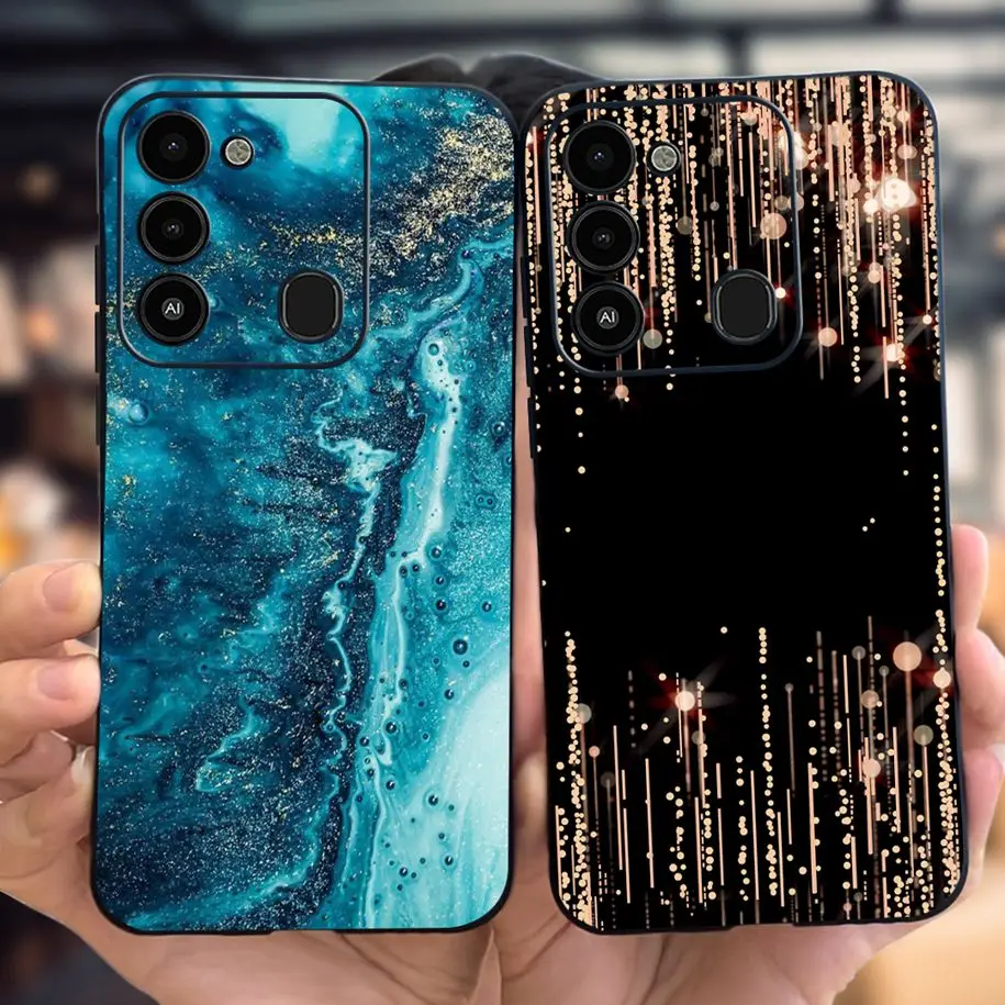 For Tecno Spark 8C Case KG5k KG5j KG5n Fashion Moon Space Soft Black Cover Phone Shell For Tecno Spark8C Go 2022 KG5 KG5h Bumper