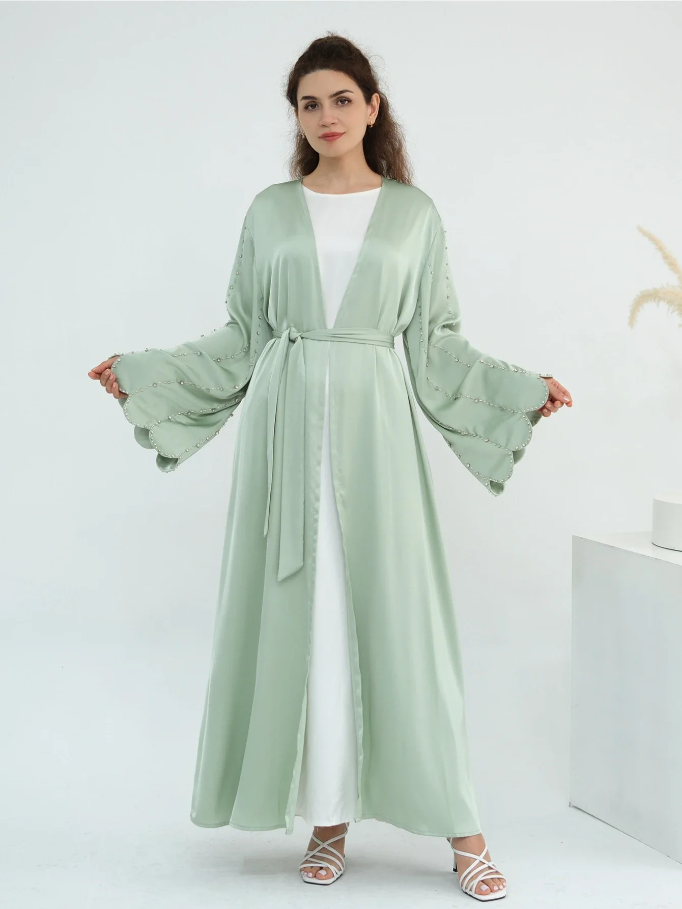 

Ид женское мусульманское открытое платье Абая с бриллиантами Джалабия Рамадан Vestidos Largos Исламская вечеринка арабский длинный халат Марокко Дубай Кафтан 2026