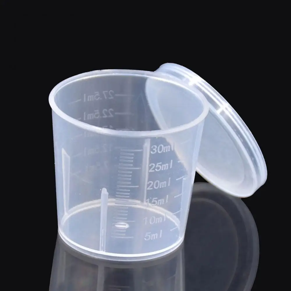 10Pcs 30ml Measuring Cups Plastic Measuring Cup with lid Epoxy Resin Jewelry Making Lab Chemical Laboratory Liquid Container Jug