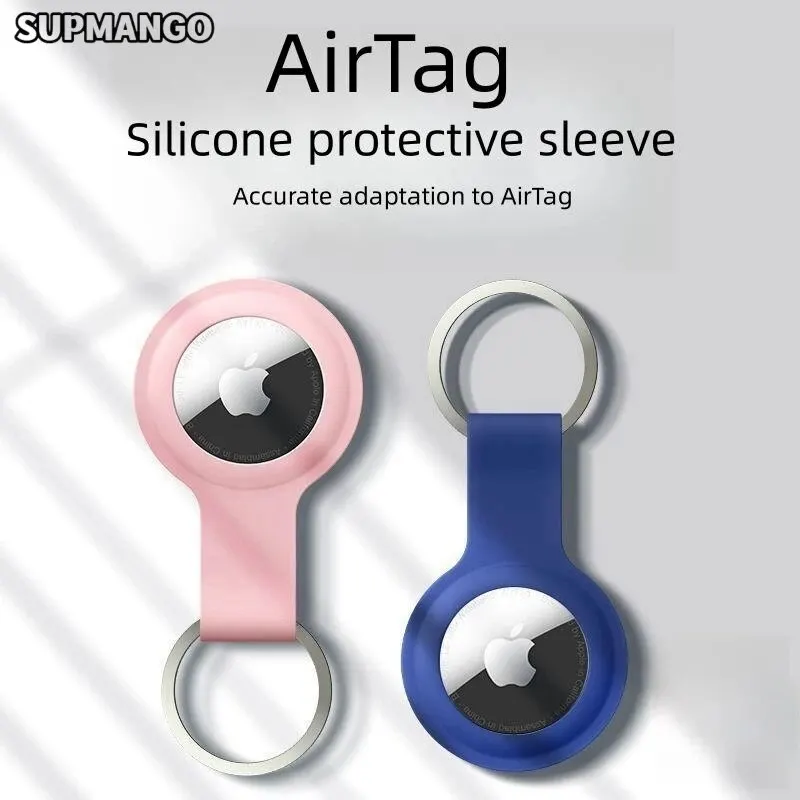 Original Liquid Silicone Protective Cover For AirTag Case Protector Bumper On for Apple AirTags Tracker Keychain Buckle Llavero