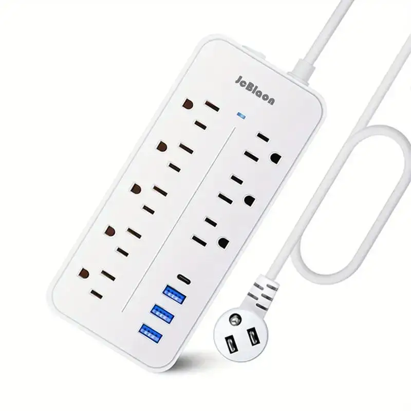 Multitap Electrical Socket US Plug Power Strip AC Outlets 1.6M Extension Cord USB-C Ports Fast Charging Network Filter Adapter