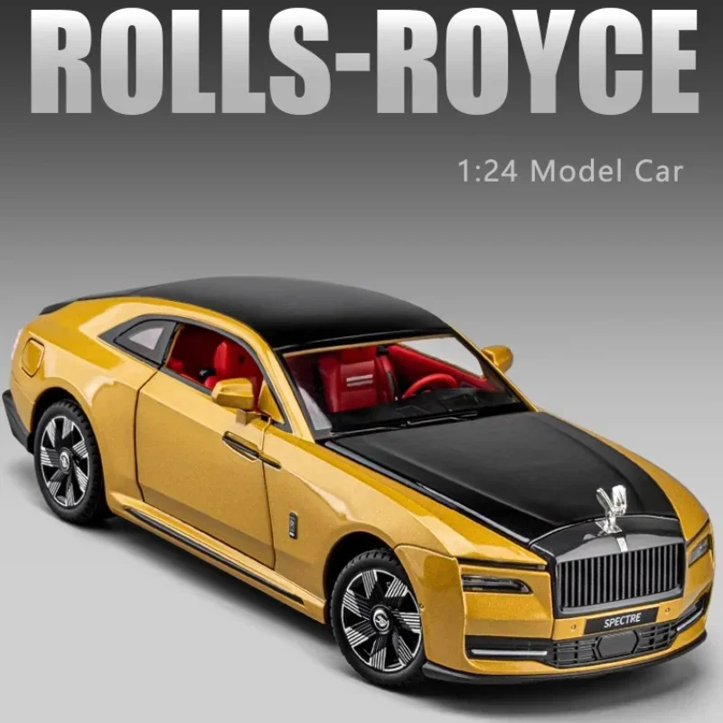 Nuevo modelo de coche de aleación brillante Rolls-Royce 1:24, simulación de sonido y luz, coche de juguete extraíble, adornos de colección de Metal para niños, regalo