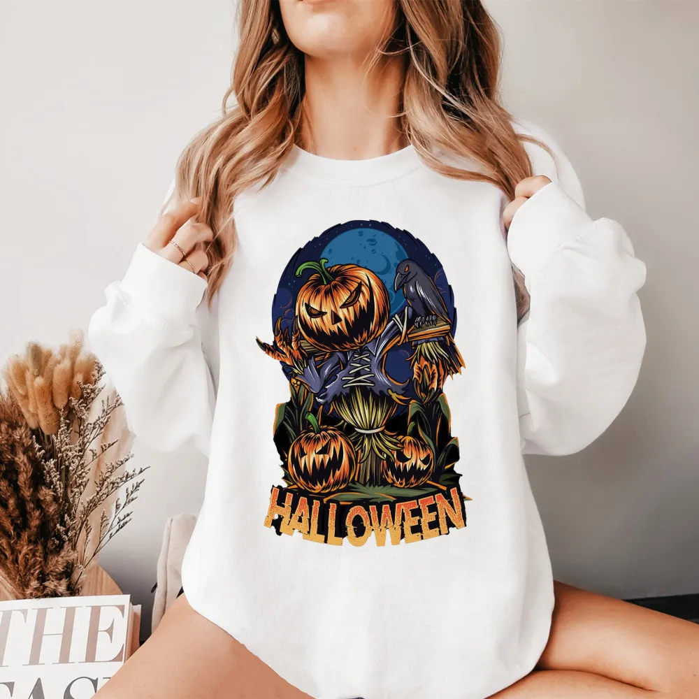 Happy Halloween Hoodies Design Women Long Sleeved Autumn Fashion Sweatshirts Casual White Winter Clothes Ladies