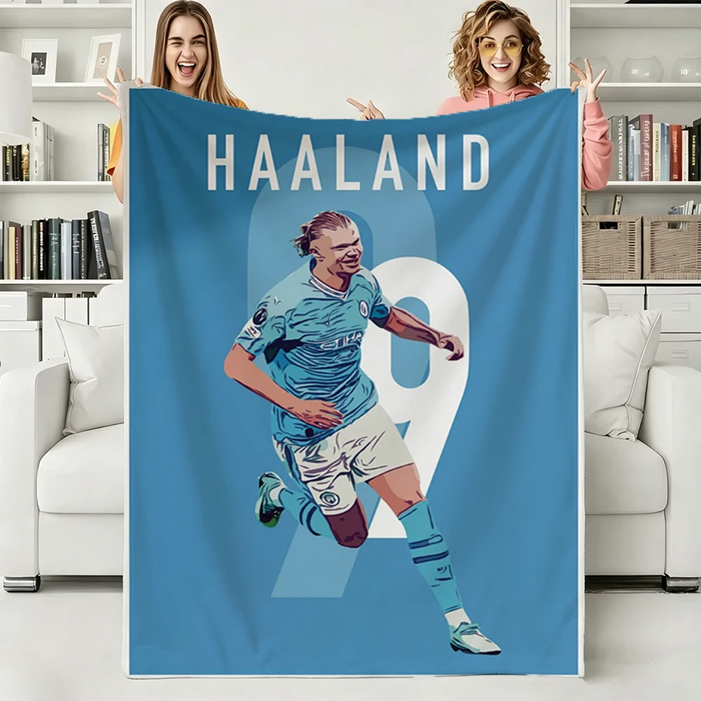 3D E-Erling H-Haaland Football Star 2026 Soft Warm Flannel Blanket Art For Bedroom Wall Living Room Decor Bed Picnic Office Gift