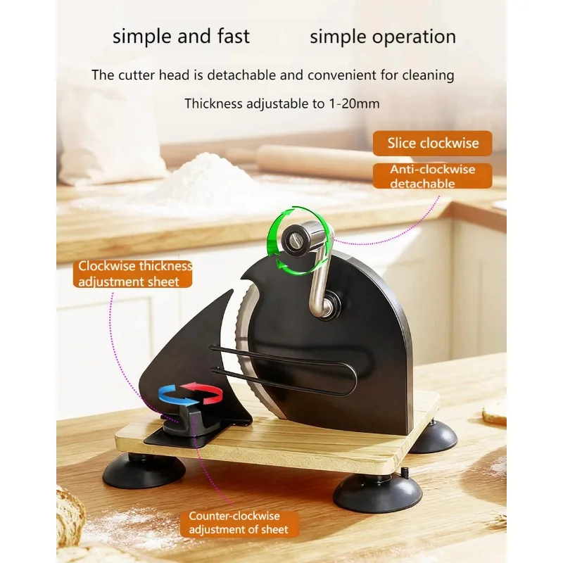 قطاعة خبز يدوية بسمك قابل للتعديل - قاطعة توست ورغيف من الفولاذ المقاوم للصدأ للمخبز المنزلي، قاعدة غير قابلة للانزلاق