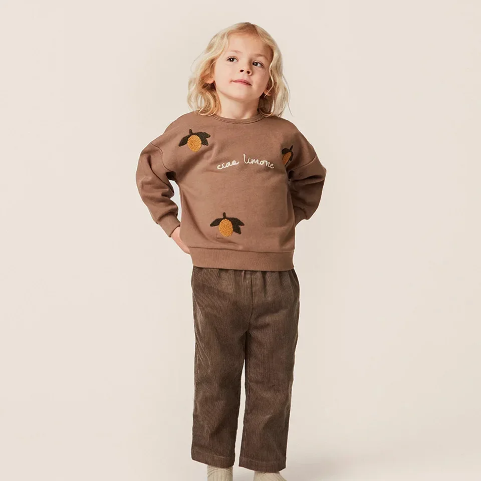 Ensemble de vêtements en coton PVD pour enfants, pull de dessin animé Krasnodinosaure, haut et pantalon citron pour enfants, vêtements de printemps