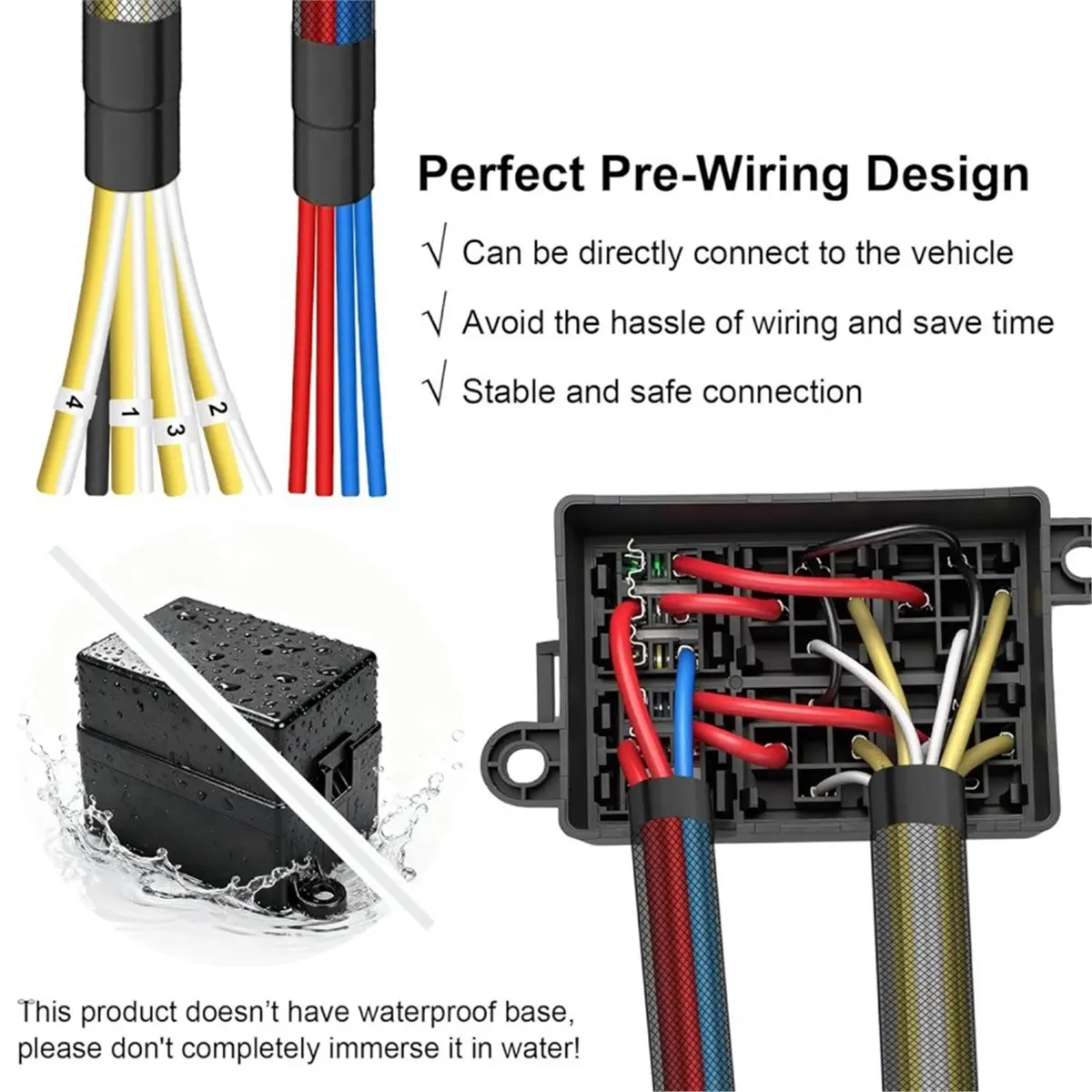 Compatible 12V Pre-Wired Fuse Relay Box, 4 Relays and 6 ATC/ATO Blade Fuses,4-Pin 40A Relay Block Kit,for Cars Truck Marine Boat