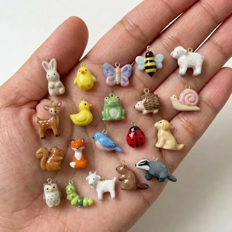 Cute Sweet Deer Lamb Squirrel Stainless Steel Pendants Jewelry Accessories Fun Cartoon Animal DIY Pendant Bracelet Necklace