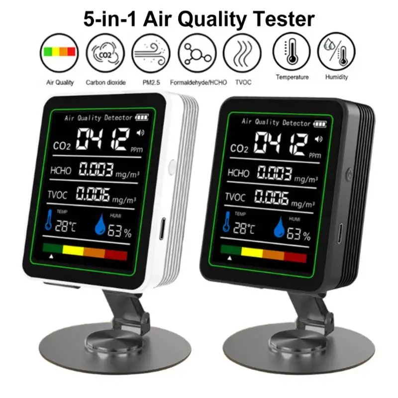 

Multifunctional Digital Air Quality Monitor CO2 CO TVOC HCHO PM2.5 Meter Digital Temperature Humidity Tester Home Air Detector