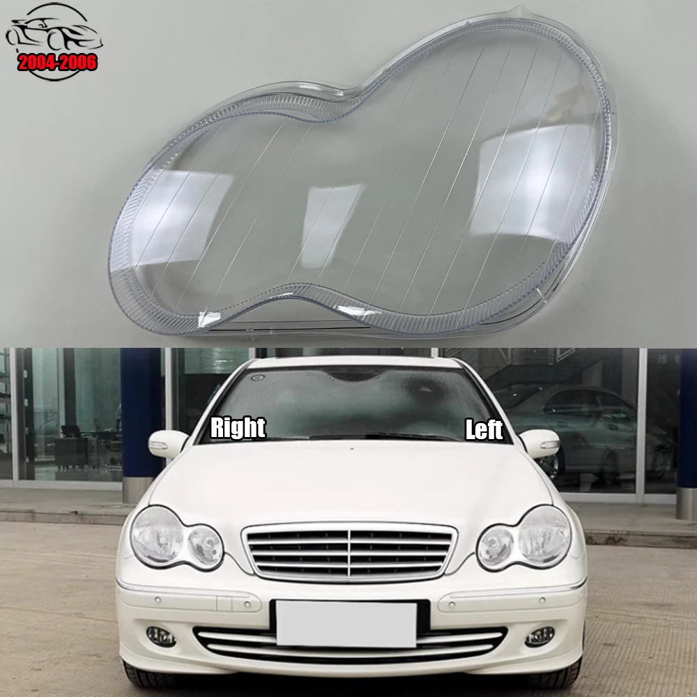 

For Mercedes-Benz C-Class W203 C180 C200 C230 C260 C280 2004-2006 Car Glass Headlight Cover HeadLamp Lens Caps Lampshade Shel