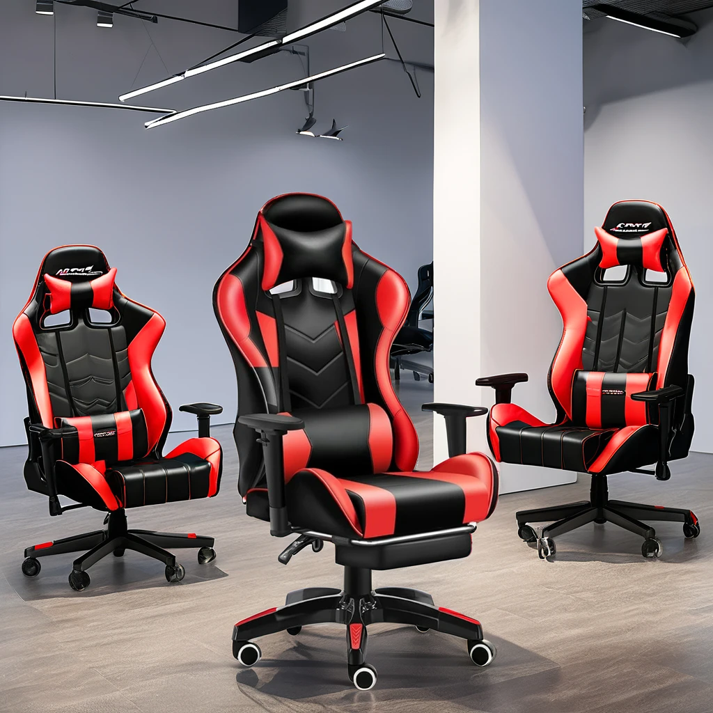 Ergonomic Modern Comfort Computer Gamer Esports Chair with Massage Feature Synthetic Leather Reclined and Swivel Featurespromote