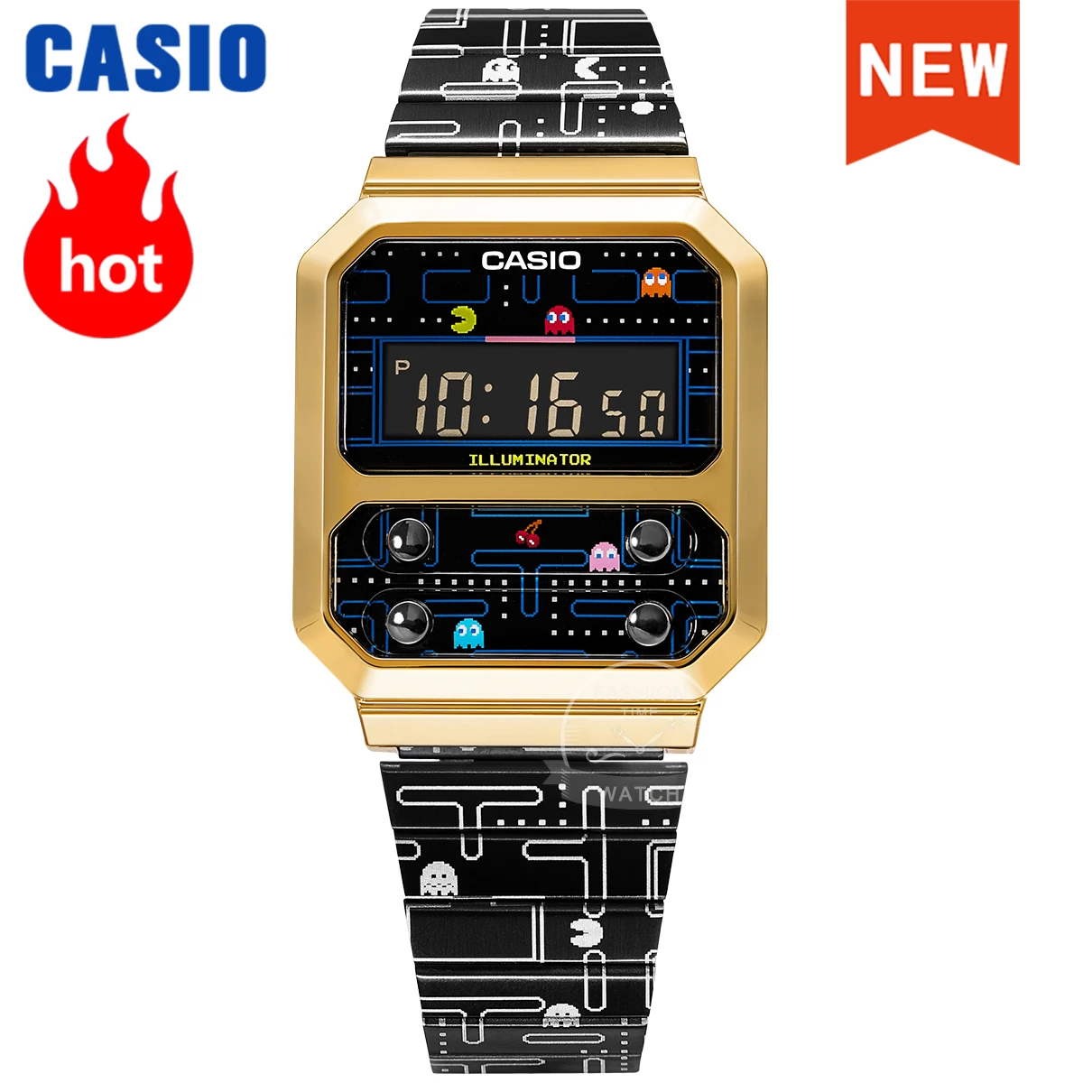 Часы Casio, взрывные часы, мужские часы, роскошный бренд светодиодный водонепроницаемые кварцевые часы PAC-MAN Co-фирменные мужские часы, мужские