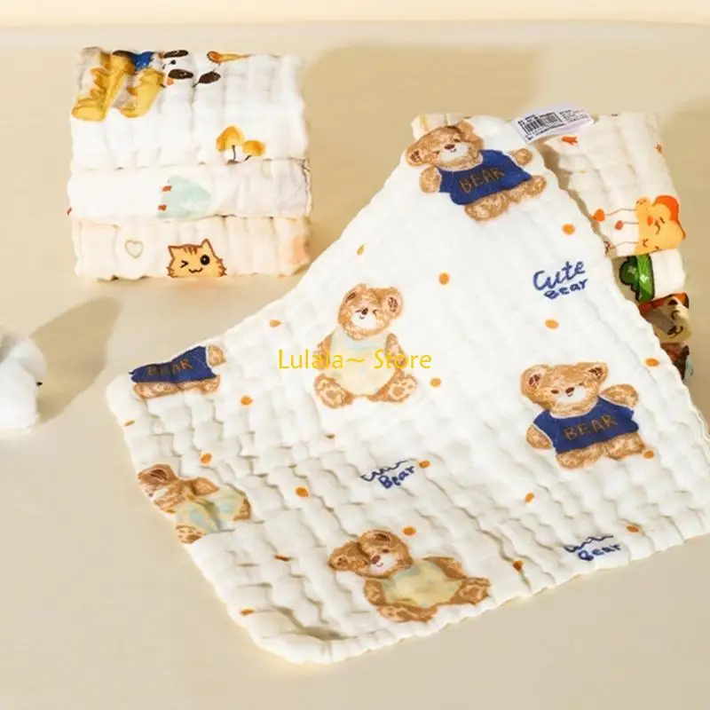 

Y4QA Gentle & Breathable Cotton Towel Handkerchief Wipes Baby Washcloth 6 Layers Baby Bibs Versatile Square Wipes for Bathing