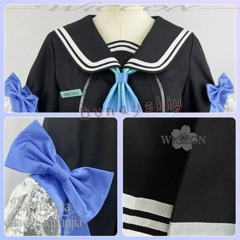 Arcana: Fortune Mate New Event Cropped Sailor Uniform With White Stripes Dress Wigs Game GODDESSS Anime VICTORYSS Cosplay Kawaii view 5