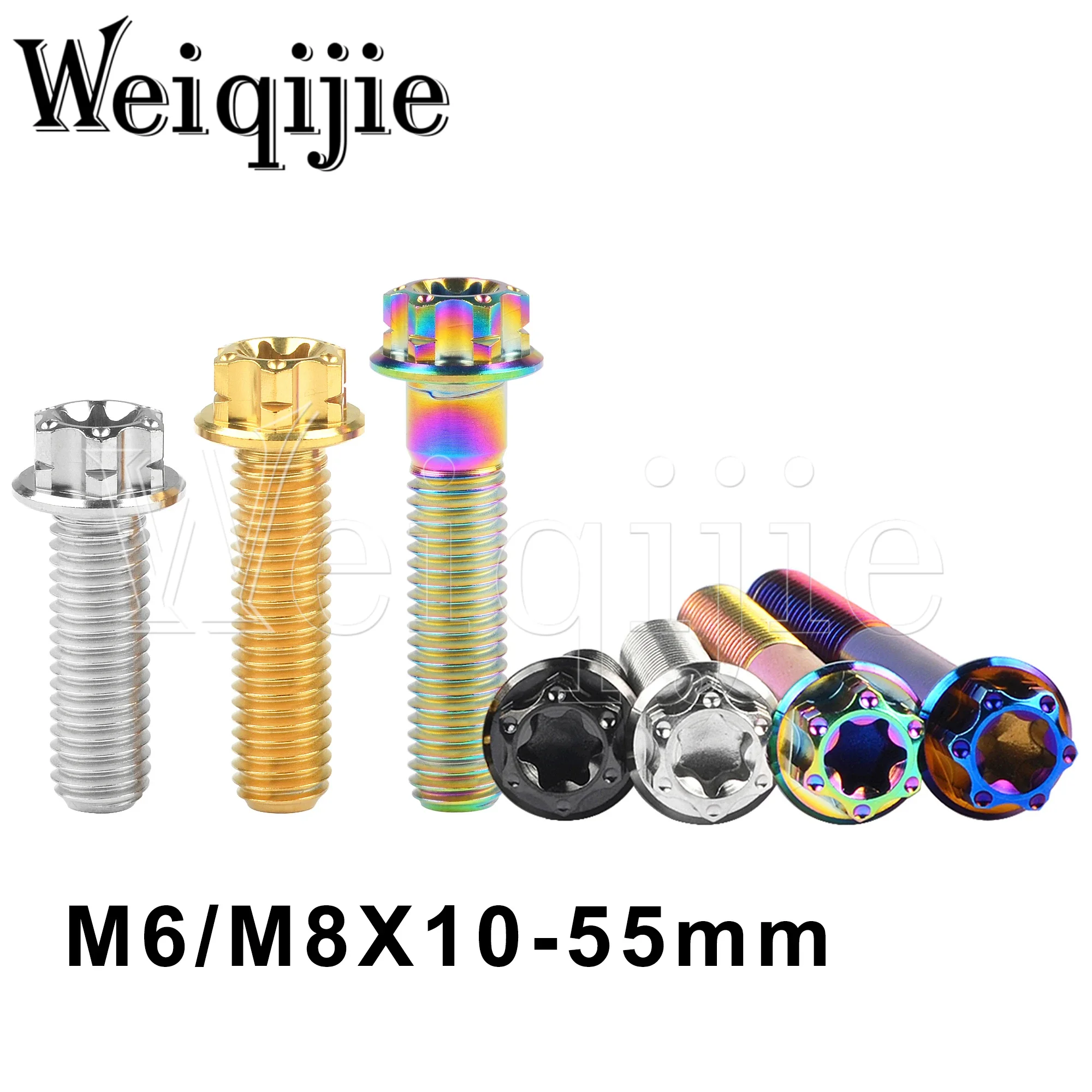 Weiqijie Titanium Bolt M6/M8X10 15 20 25 30 35 40 45 50 55mm Torx Head Flange Screw for Motorcycle Accessories